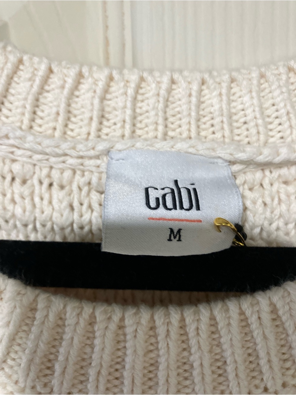 Cabi Shelly Sleeveless Crochet Knit vest Top - Cream - Picture 2 of 3